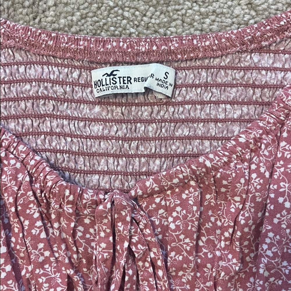 Hollister Pink Floral babydoll mini dress with long Sleeves & built-in shorts - Picture 6 of 8